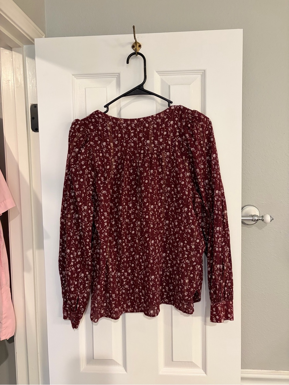 Loft Medium Petite Blouse Floral Metallic Stripe - Picture 6 of 6